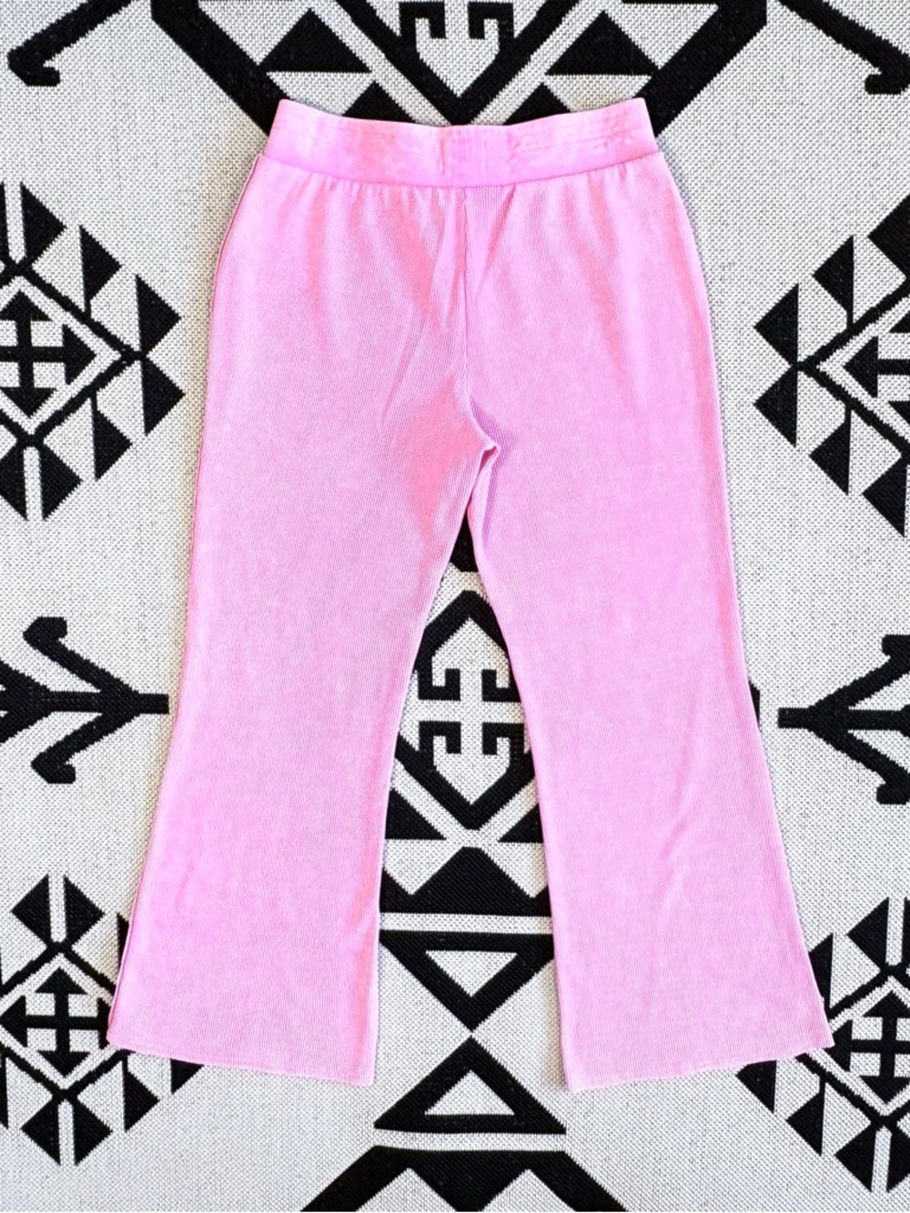 Sunnyside by Sundry Waffle Knit Wide Leg Lounge Pants in Pink Large - Picture 7 of 10